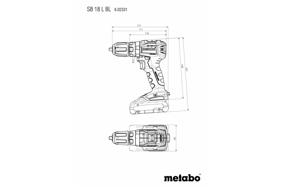 METABO SB 18 L BL TRAPANO-AVVITATORE A PERCUSSIONE A BATTERIA 18V 60Nm 2X2AH LI-POWER; CARICABATTERIA SC 30; METABOX 145