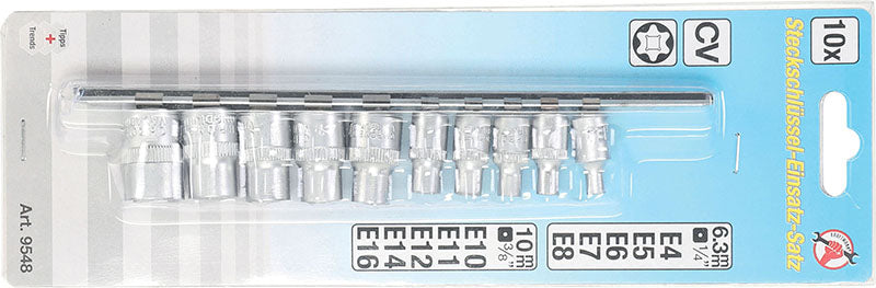 FERMEC SET 10 BUSSOLE TORX FEM. ATTACCO DA 1/4" - 3/8" (E4 - E16) 9548