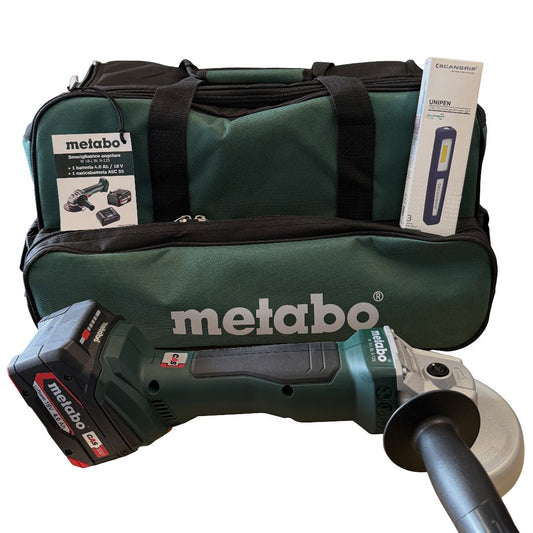 METABO W 18 L BL 9-125 SMERIGLAITRICE A BATTERIA + KIT BATTERIA 4.0 AH 18V