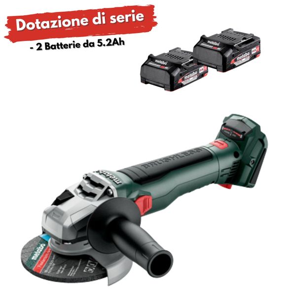 METABO W 18 LT BL 11-125 SMERIGLIATRICE ANGOLARE E A BATTERIA METABOX 145